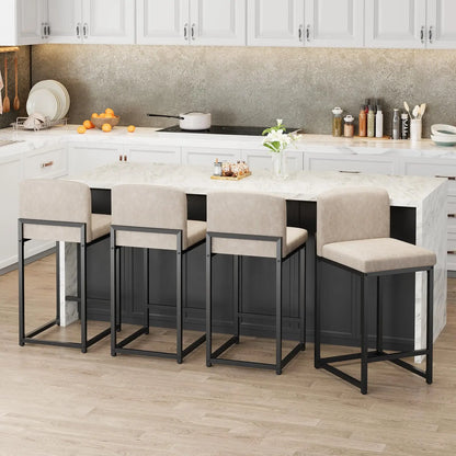Faux Leather Counter Height Bar Stools, Set of 2