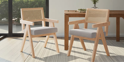 Mid-Century Rattan Dining Chairs, Set of 2