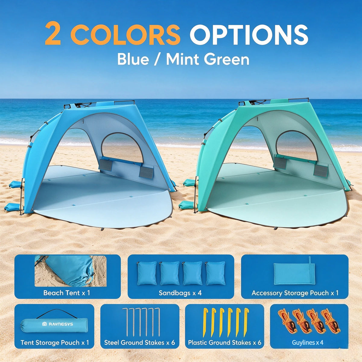 Pop-Up Beach Tent Sun Shelter (5-6 Person)