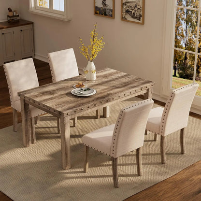 Farmhouse Dining Set for 4, 60" Table