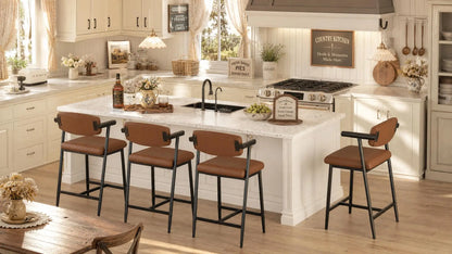 Bar Stools with Arms & Footrest, Set of 2