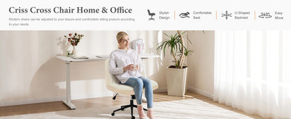 JHK Armless Swivel Office Chair, PU Leather