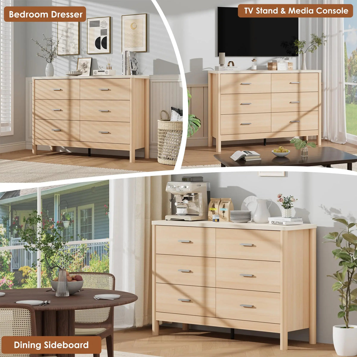 6 Drawer Wooden Dresser