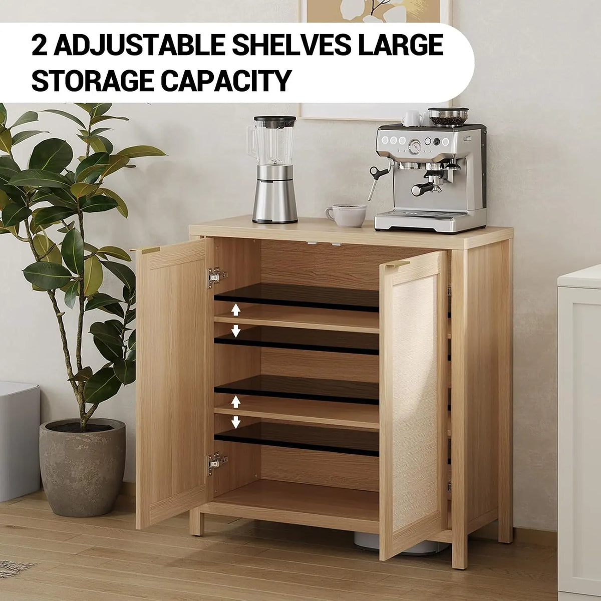 Rattan Door Storage Cabinet, Sideboard
