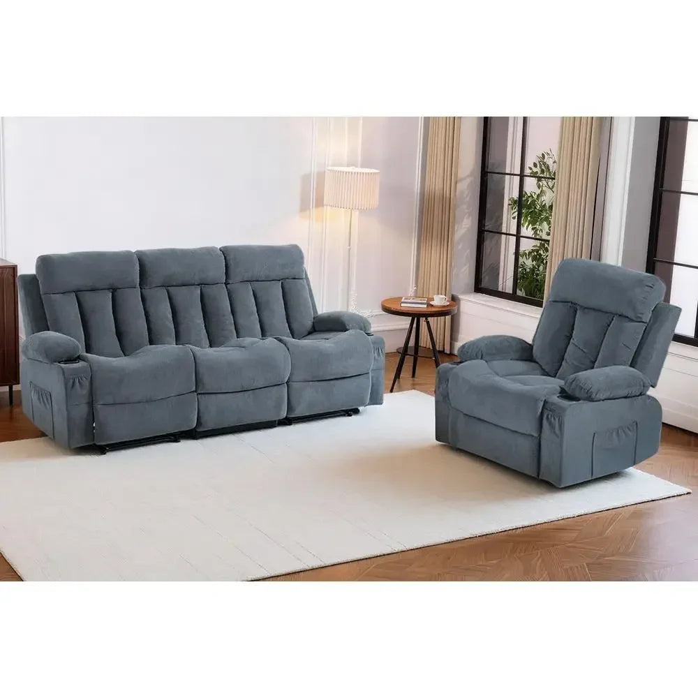 2-Piece Reclining Sofa Set (Blue)