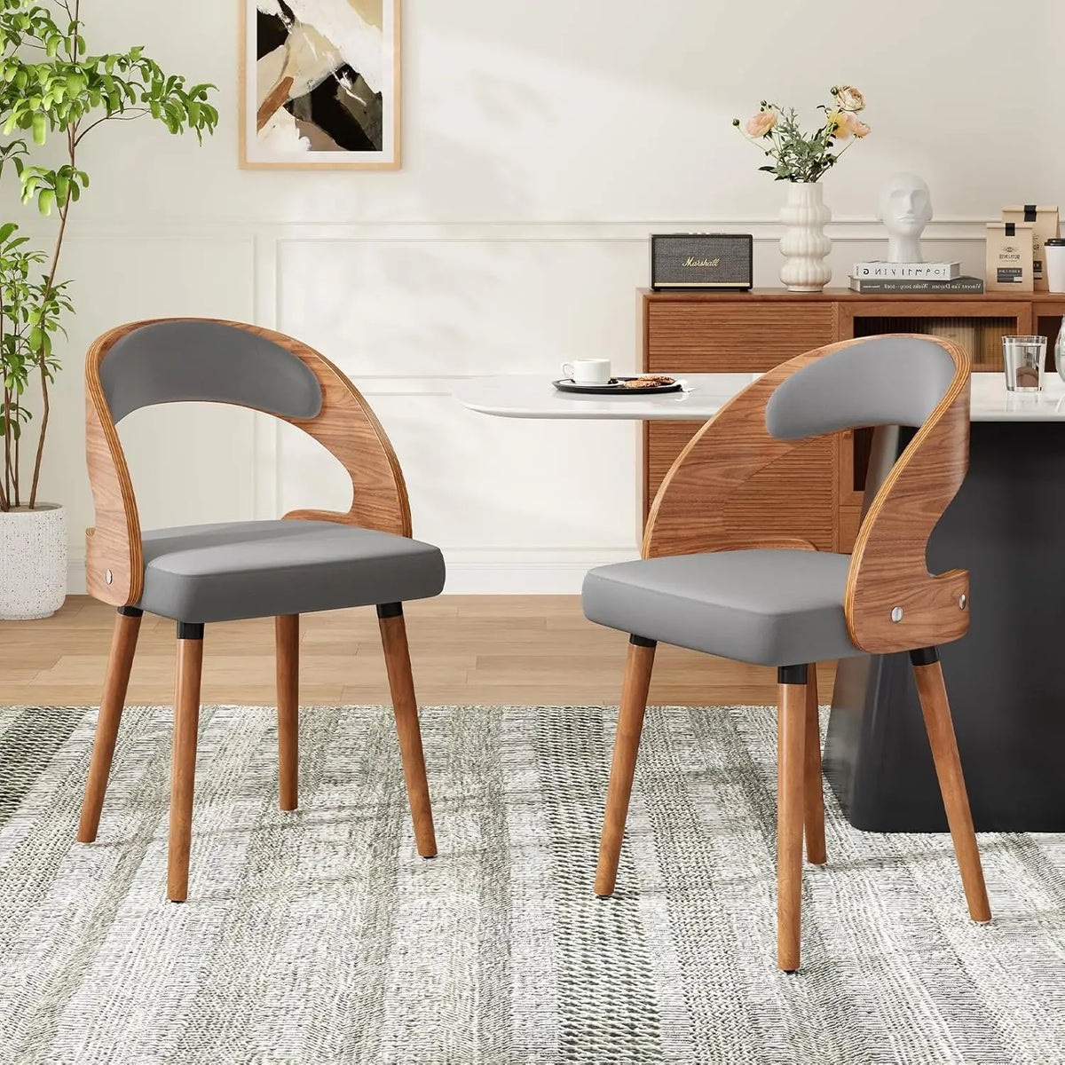 Farini Upholstered Wood Dining Chairs, Set of 2