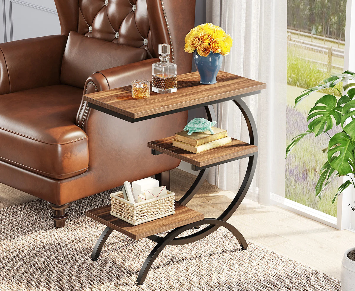 Tribesigns C-Shaped Industrial End Table