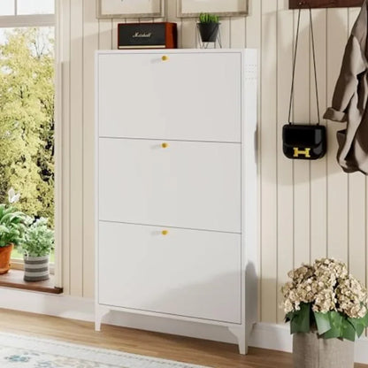 Metal Shoe Cabinet with Flip Drawers