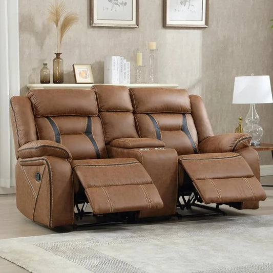 Faux Leather Reclining Loveseat, Brown