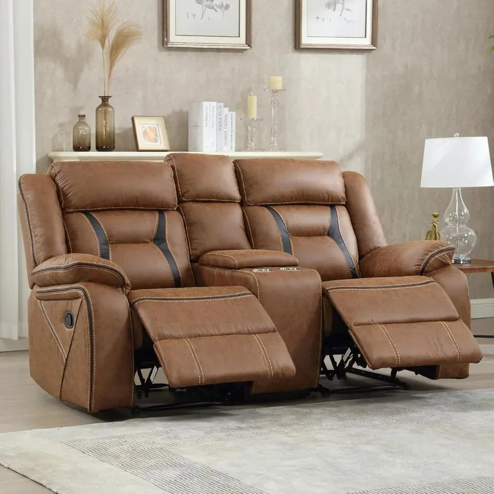 Faux Leather Reclining Loveseat, Brown