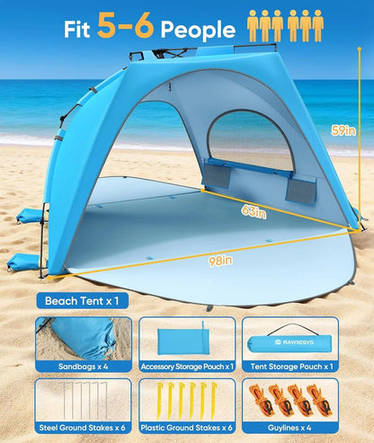 Pop-Up Beach Tent Sun Shelter (5-6 Person)