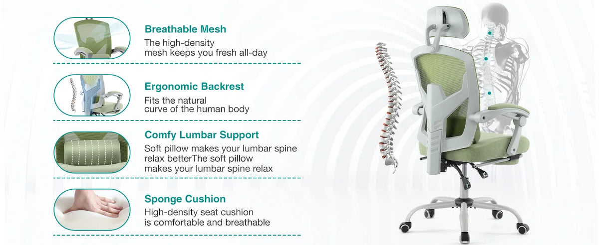 JHK Reclining High-Back Mesh Gaming Chair