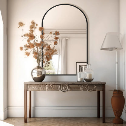 Arched Metal Framed Wall Mirror