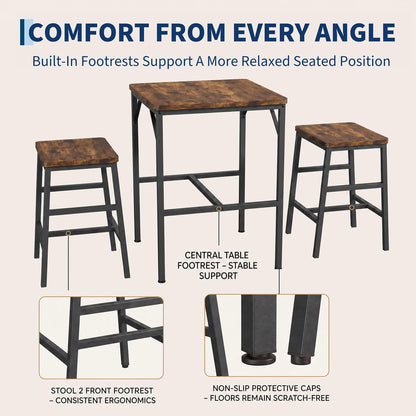 3-Piece Pub Height Table Set with Stools