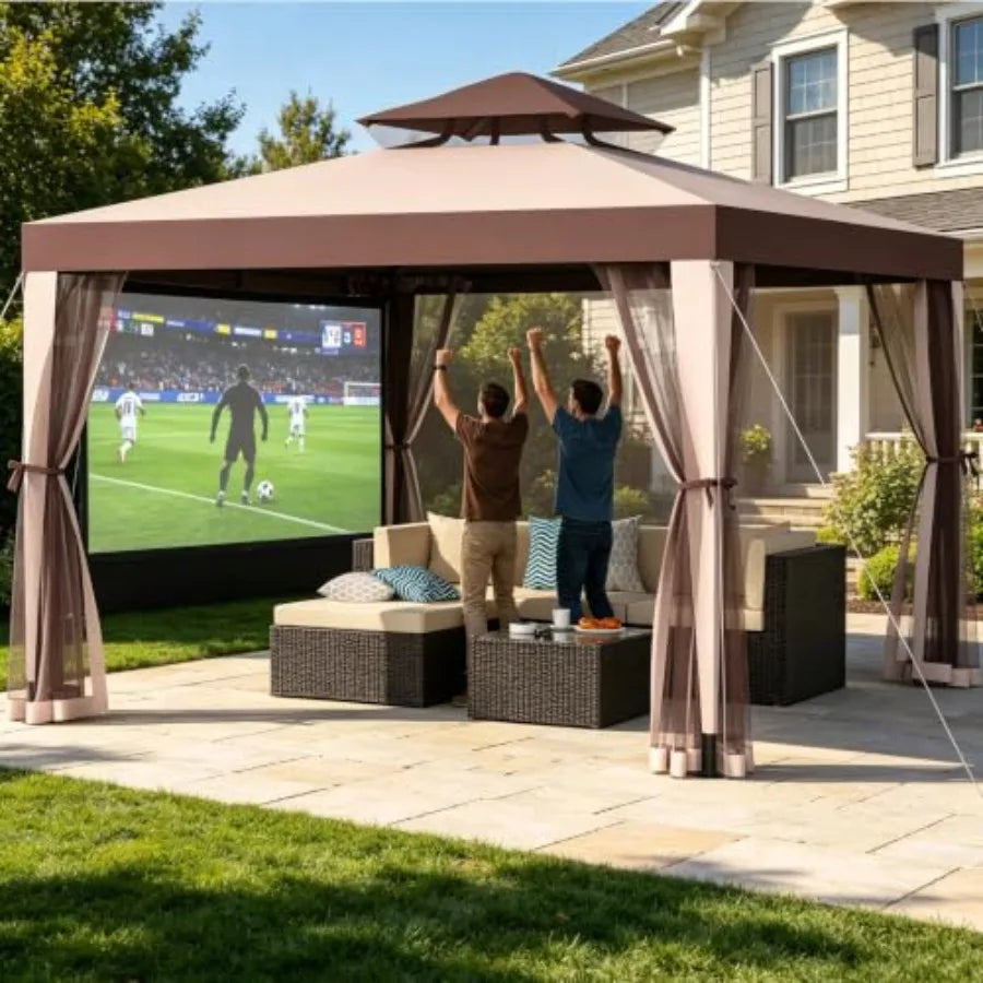 10x10 Outdoor Gazebo Canopy Tent, Red
