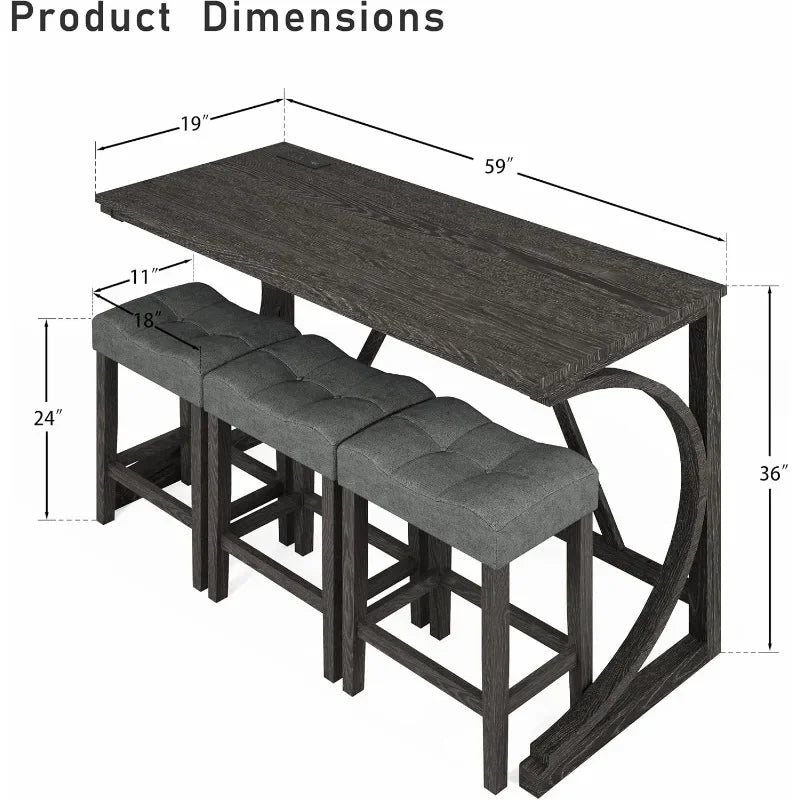 Counter Height Bar Table Set with Stools