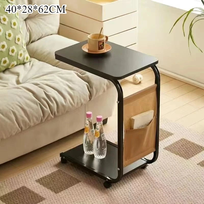 Mobile Coffee Side Table, Height Adjustable