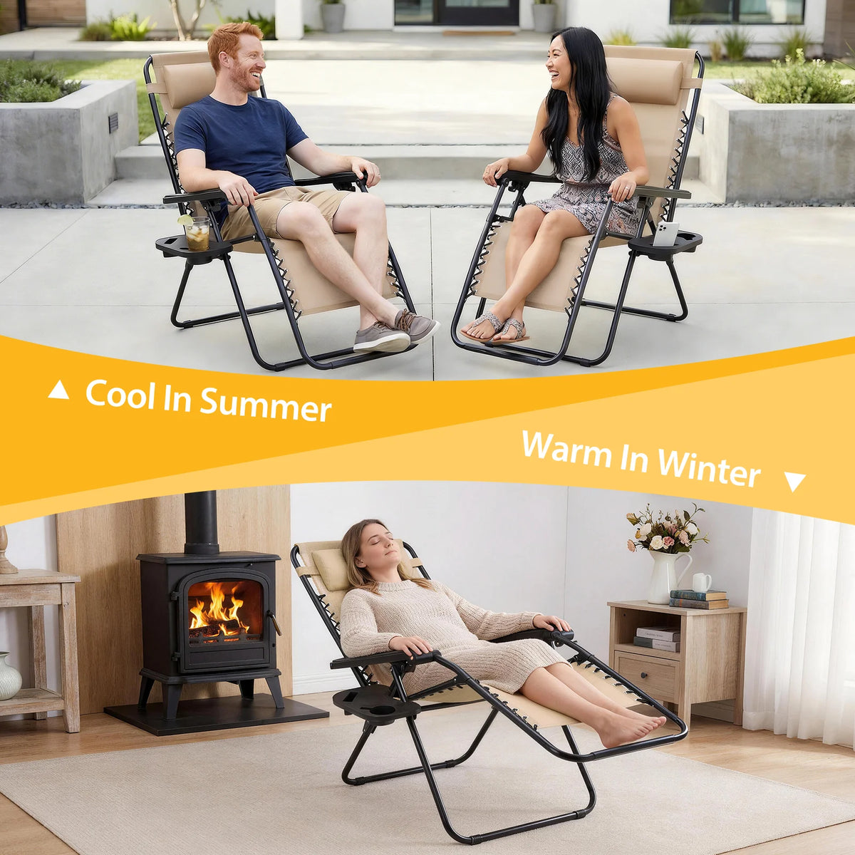 JHK Zero Gravity Recliner Chairs, Set of 2