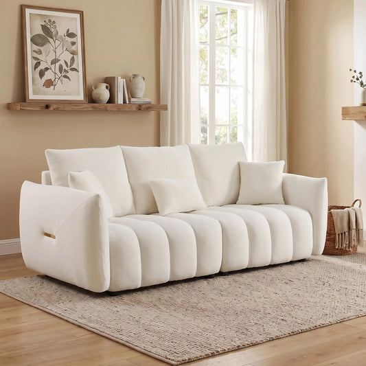 79.5in Teddy Fabric 3-Seater Sofa