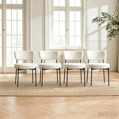 Boucle Mid-Century Dining Chairs, Set of 4