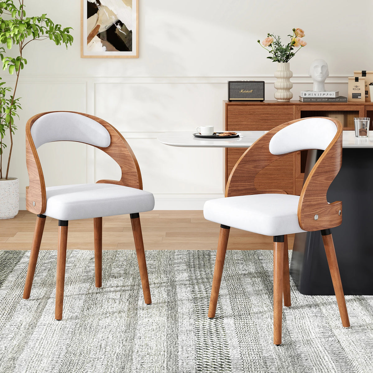 Farini Upholstered Wood Dining Chairs, Set of 2