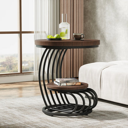 Tribesigns Round End Table, Faux Marble