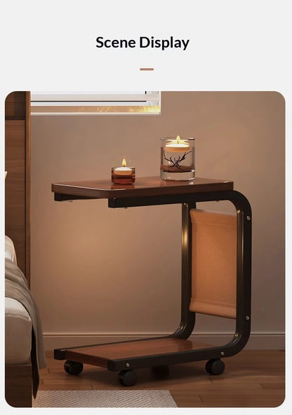 Mobile Coffee Side Table, Height Adjustable