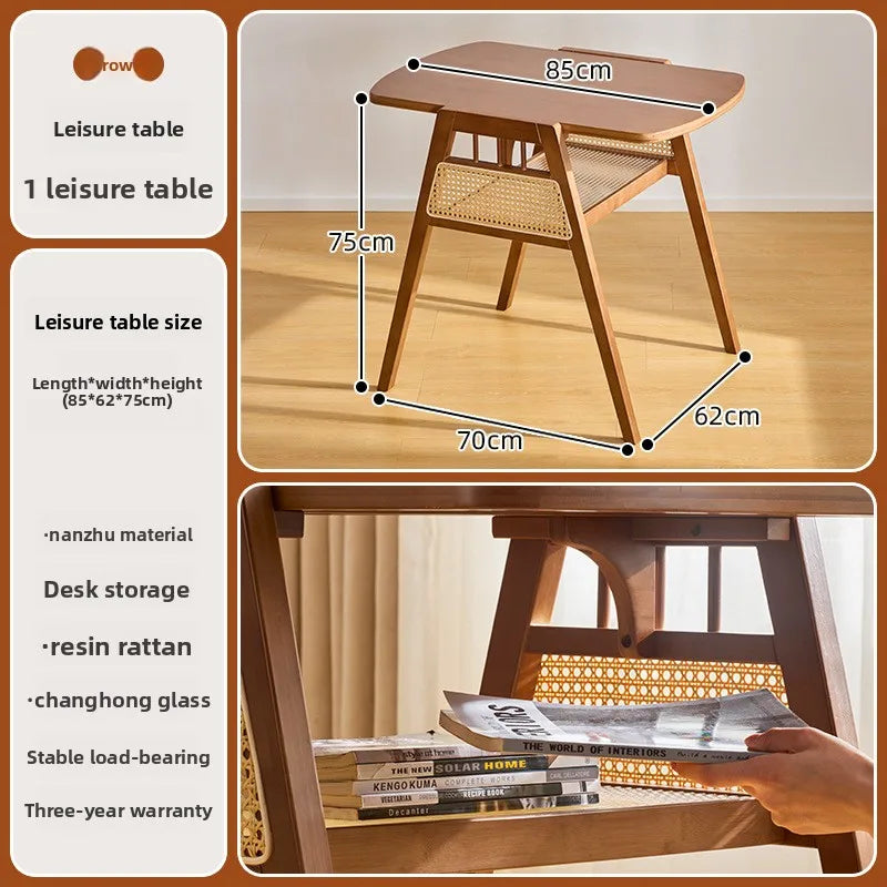 Rattan Balcony Tea Table & Chairs Set