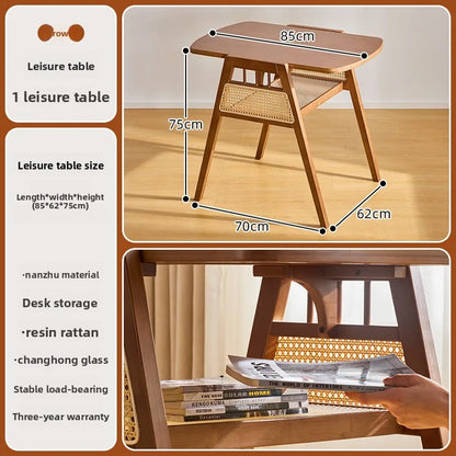 Rattan Balcony Tea Table & Chairs Set