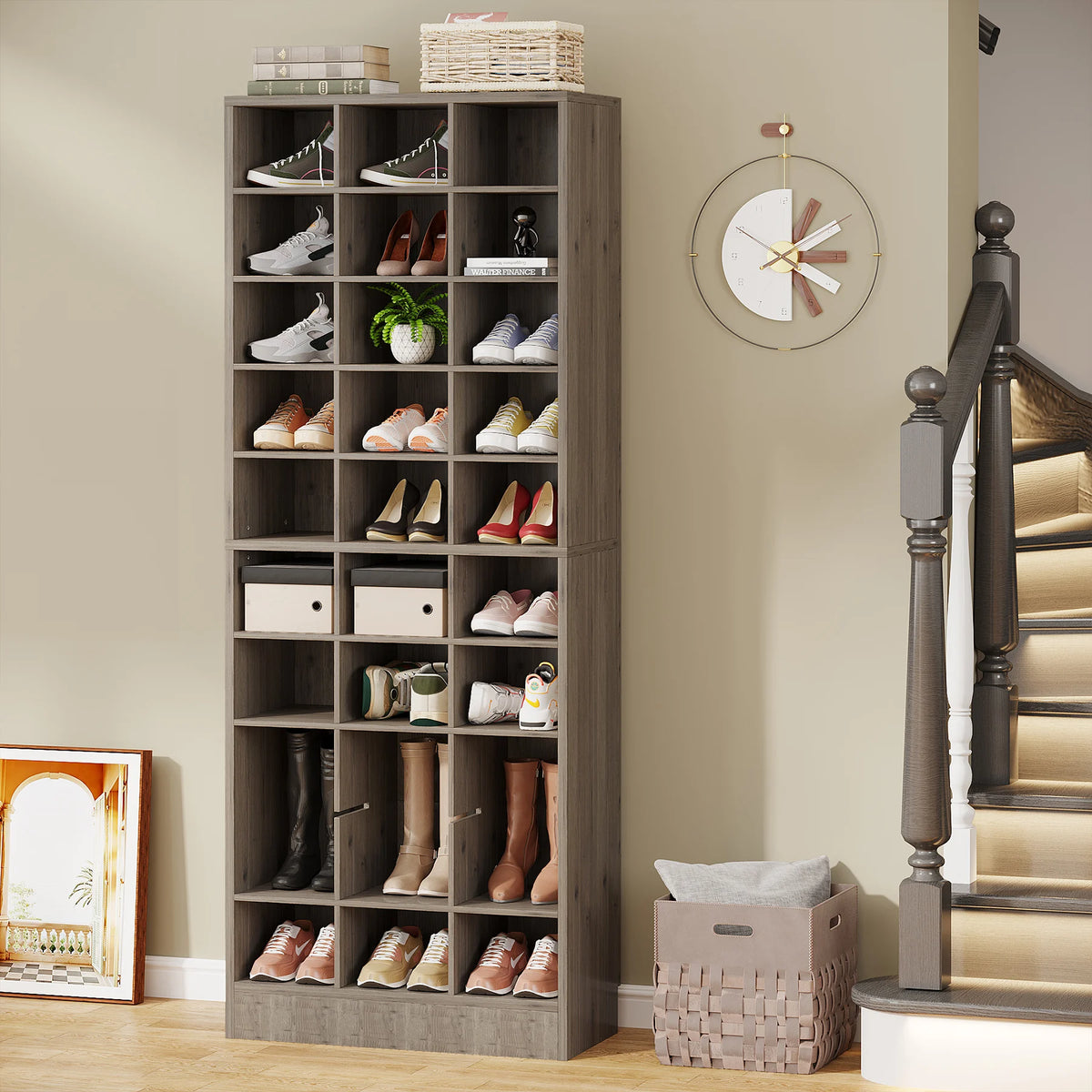 Tribesigns 8-Tier Wood Shoe Cabinet
