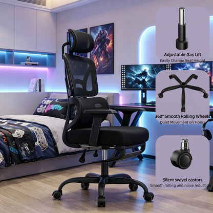 FRODROVIA Mesh Office Chair with Footrest