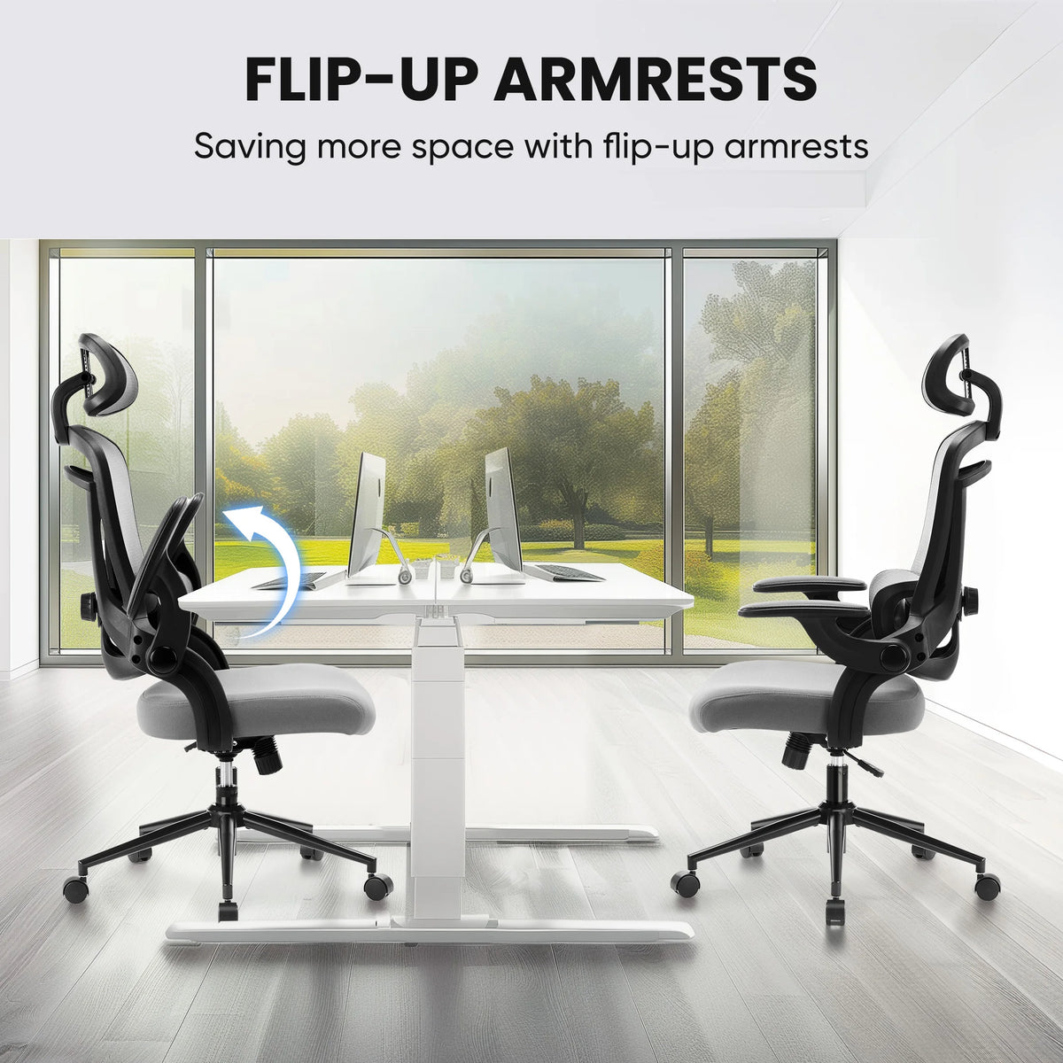 JHK Mesh Office Chair with Flip-Up Arms
