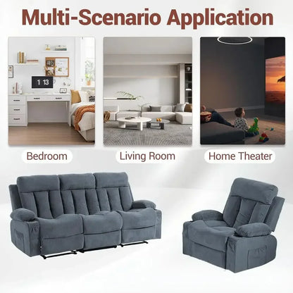 2-Piece Reclining Sofa Set (Blue)