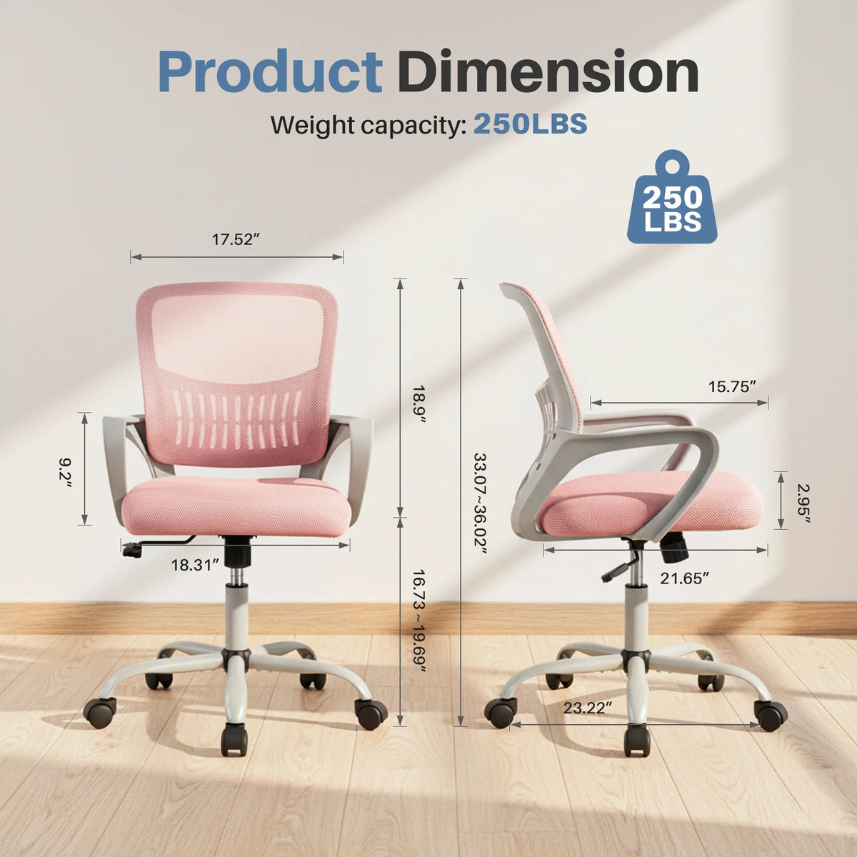 MCQ Ergonomic Office Chair, Mid Back