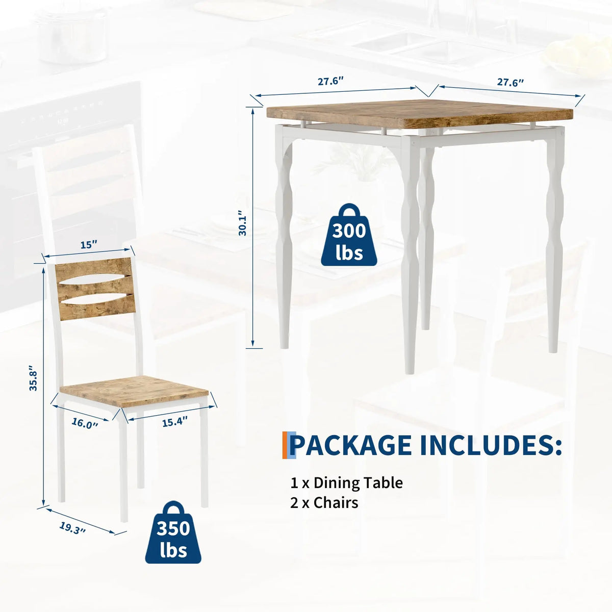 Farmhouse Dining Table Set for 2