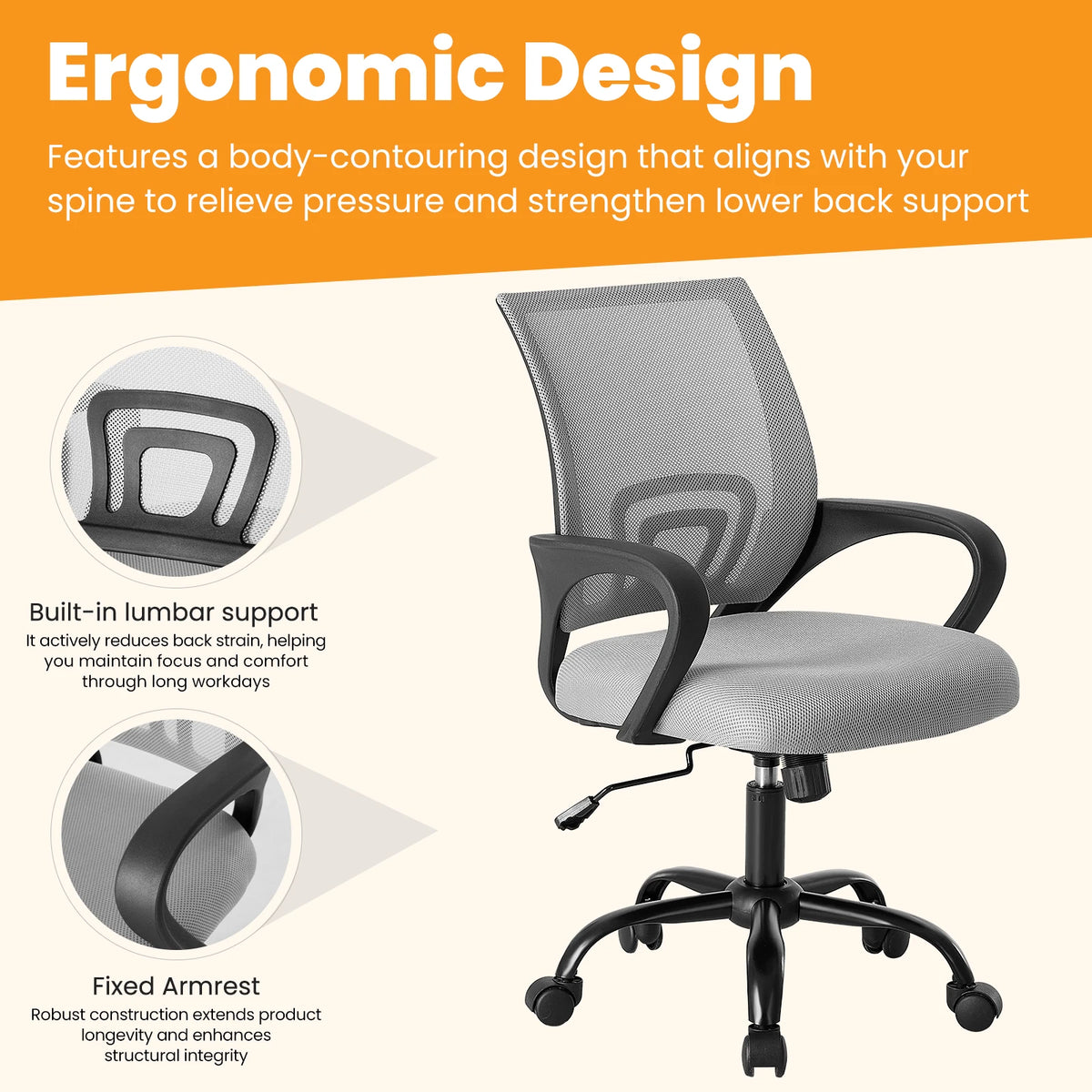 MCQ Ergonomic Office Chair, Height Adjustable