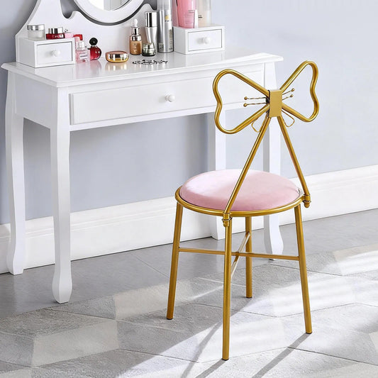 Pink Butterfly Accent Chair with Flannel Cushion