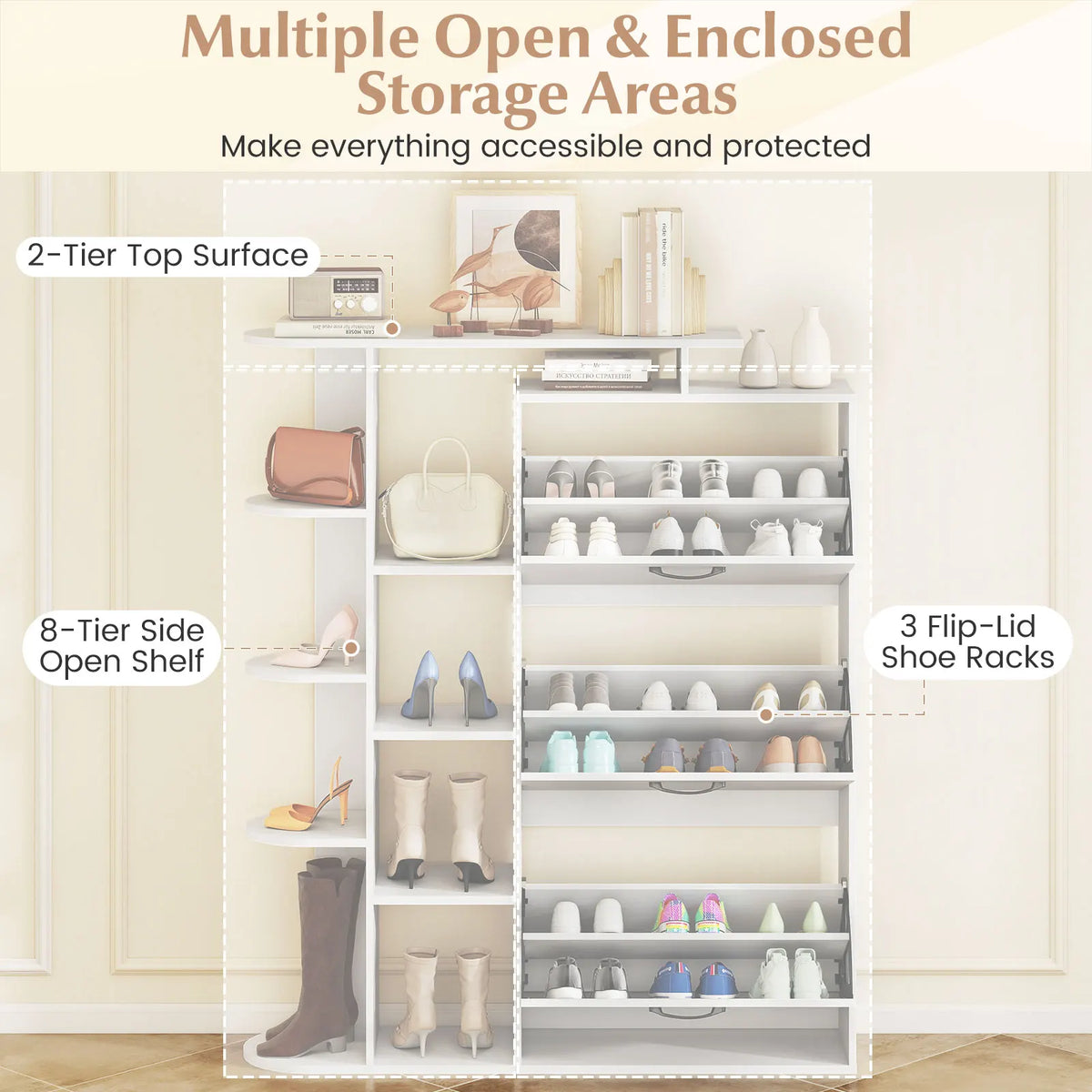 Shoe Cabinet with Open Shelves