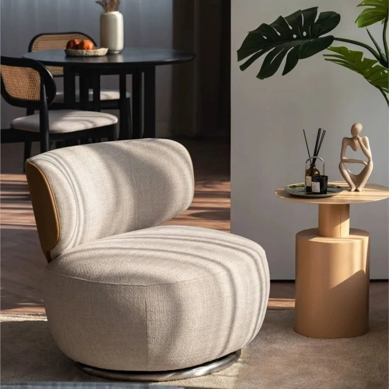 Single Swivel Accent Chair – Fabric, Cushioned, Wood Frame