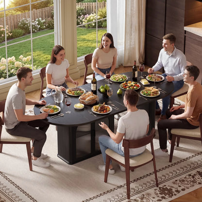 70" Oval Dining Table with LED & Storage