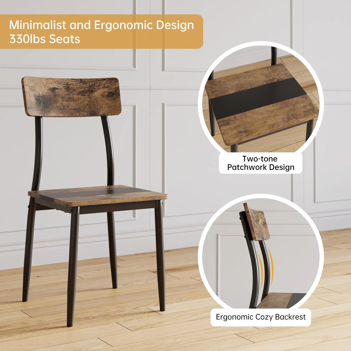 Dining Table Set for 4 with Chairs, Two-Tone