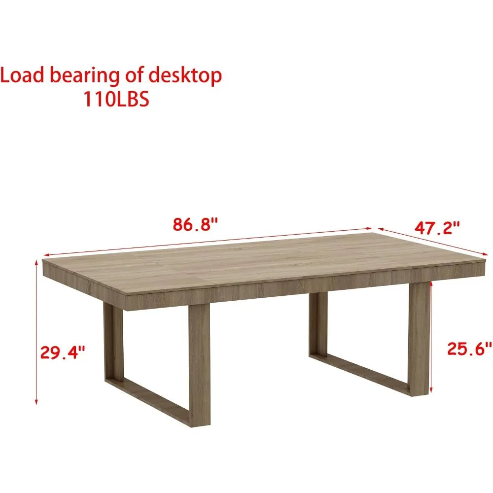 86.6" Modern Wood Dining Table