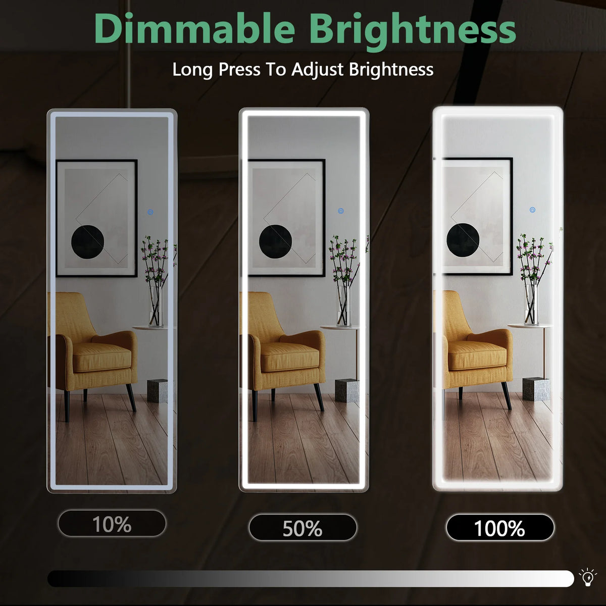 MCQ LED Full Length Mirror, 64"x21"