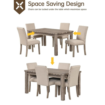 Farmhouse Dining Set for 4, 60" Table