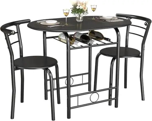 3-Piece Round Wood Table & Chair Set
