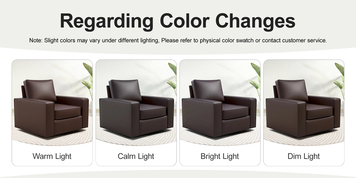 KERDOM 360° Swivel Accent Chair, PU Leather