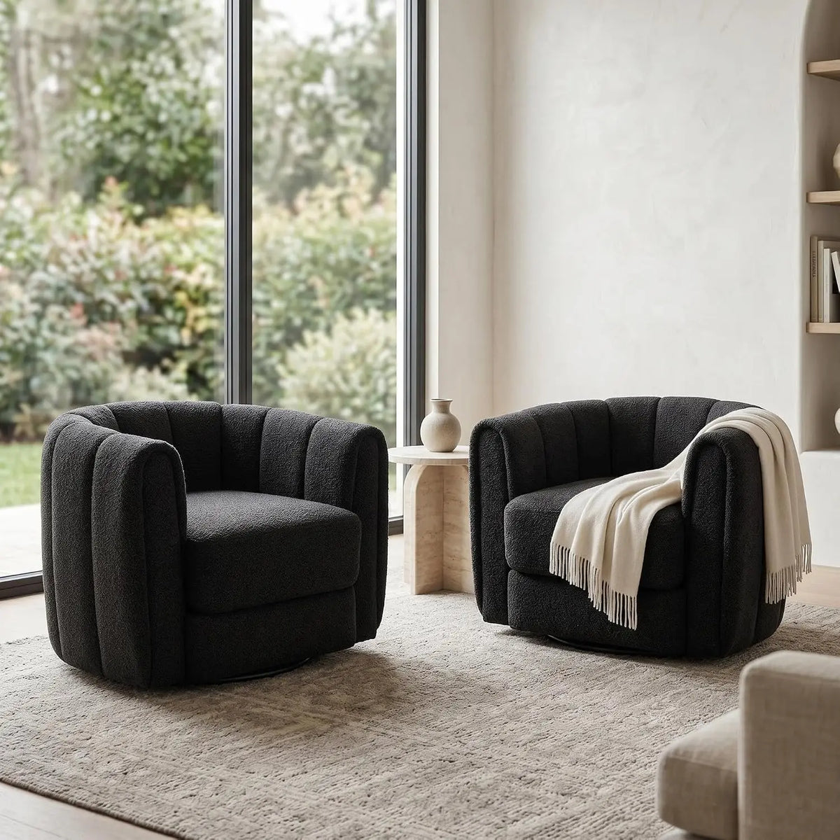 Garvee Velvet Swivel Barrel Accent Chair
