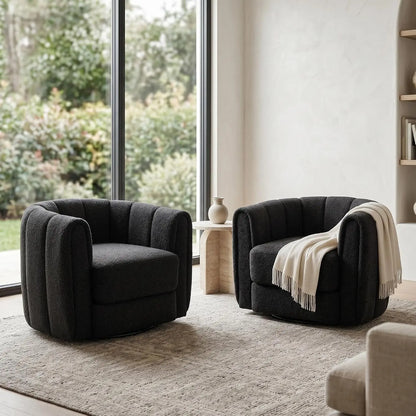 Garvee Velvet Swivel Barrel Accent Chair