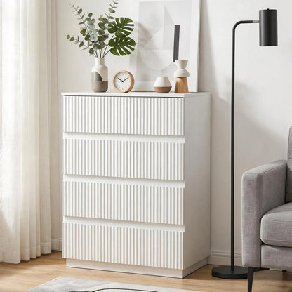 White Fluted 4-Drawer Dresser