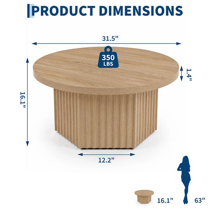 Fluted Drum Coffee Table, 31.5" Round